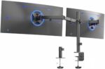 VIVO Dual Monitor Desk Mount, Holds 2 Computer Screens up to 30 inches and 22lbs Each, Heavy Duty Fully Adjustable Steel Stand with C-Clamp and Grommet, Black, STAND-V002 | Black, Articulating, Adjustable Monitor Arm, Grommet or C-Clamp Mounting, Computer Stand for 2 Monitors, Holds 22 lbs Each - Image 14