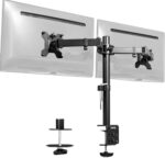 VIVO Dual Monitor Desk Mount, Holds 2 Computer Screens up to 30 inches and 22lbs Each, Heavy Duty Fully Adjustable Steel Stand with C-Clamp and Grommet, Black, STAND-V002 | Black, Articulating, Adjustable Monitor Arm, Grommet or C-Clamp Mounting, Computer Stand for 2 Monitors, Holds 22 lbs Each - Image 4