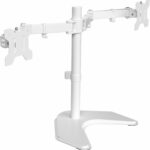 VIVO STAND-V002F Dual LED LCD Monitor Free-Standing Desk Stand for 2 Screens up to 27 Inch Heavy-Duty Fully Adjustable Arms with Max VESA 100x100mm - Image 9