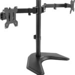 VIVO STAND-V002F Dual LED LCD Monitor Free-Standing Desk Stand for 2 Screens up to 27 Inch Heavy-Duty Fully Adjustable Arms with Max VESA 100x100mm