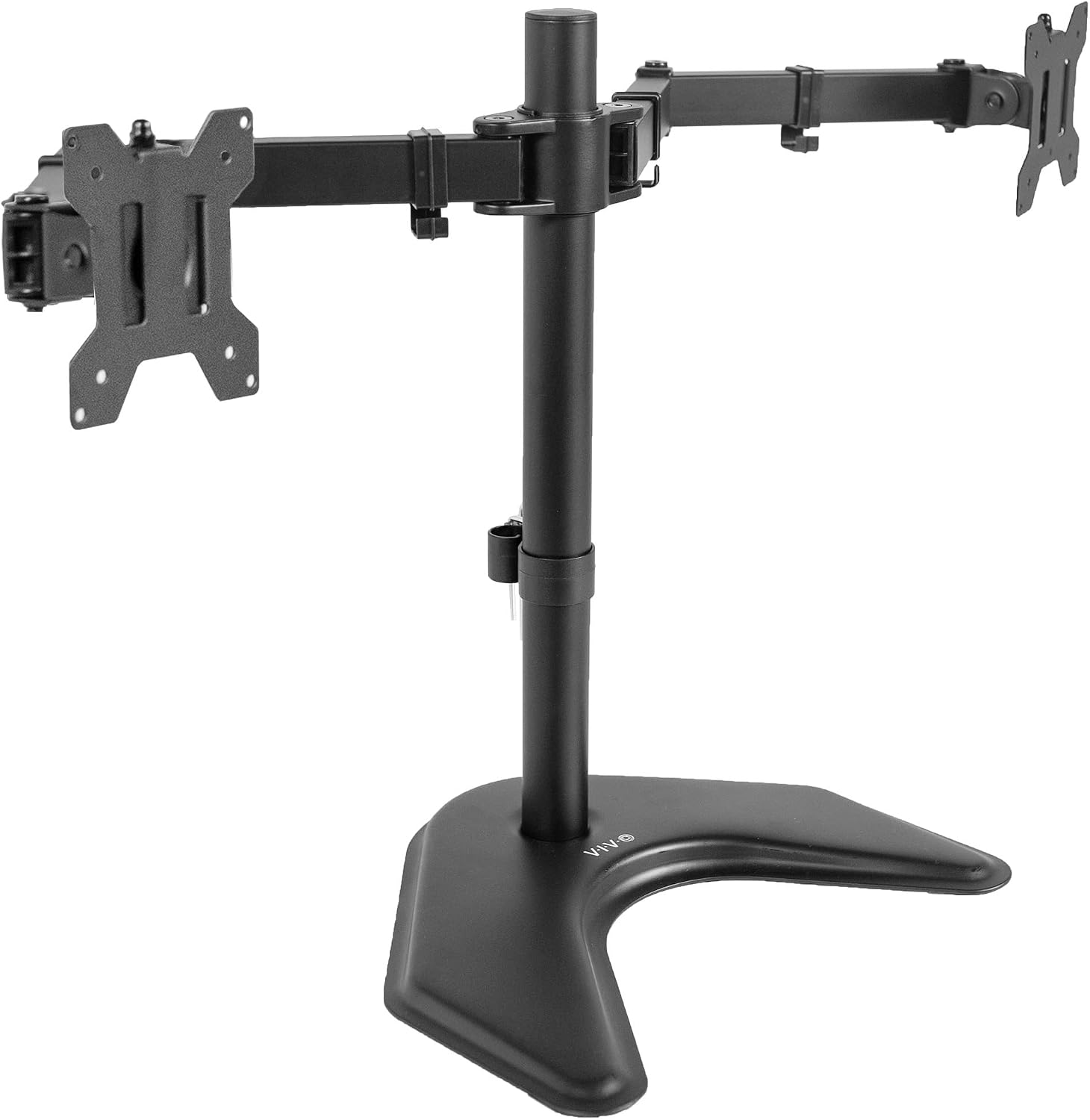 61AVsUMFfLL._AC_SL1500_.jpg VIVO STAND-V002F Dual LED LCD Monitor Free-Standing Desk Stand for 2 Screens up to 27 Inch Heavy-Duty Fully Adjustable Arms with Max VESA 100x100mm - Image 1