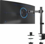 VIVO Single 13 to 38 inch Ultrawide Monitor Arm Desk Mount, Regular Screens up to 32 inches, 22 lbs capacity, Fully Adjustable Stand with C-Clamp and Grommet Base, Black, STAND-V001 - Image 3