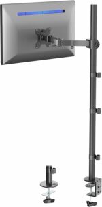 VIVO Single 13 to 38 inch Ultrawide Monitor Arm Desk Mount, Regular Screens up to 32 inches, 22 lbs capacity, Fully Adjustable Stand with C-Clamp and Grommet Base, Black, STAND-V001